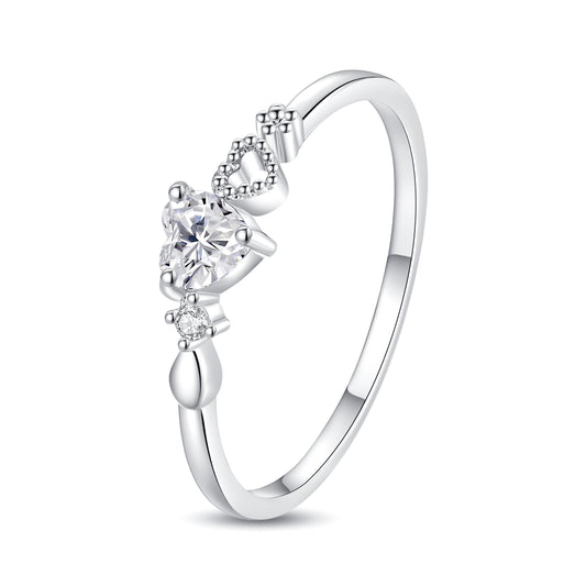 Eternal Devotion — cubic zirconia heart ring, gold & rhodium plated brass