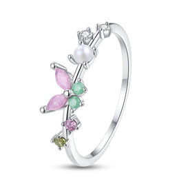 Butterfly W/Cubic Zirconia Crystal Ring For Women Girls