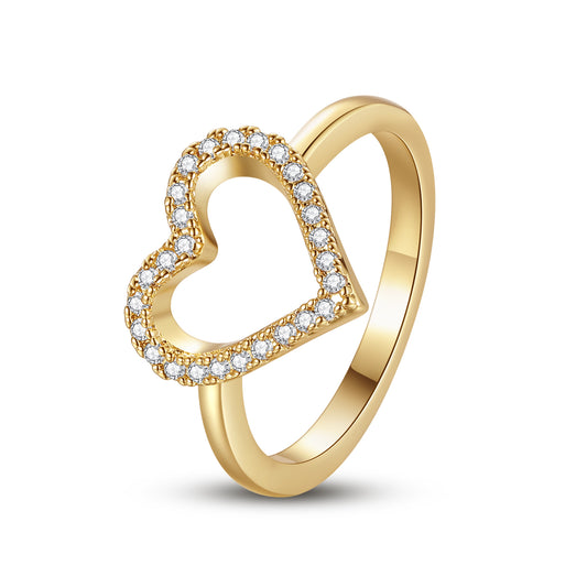 Unbound Devotion — open heart CZ ring, gold & rhodium plated brass