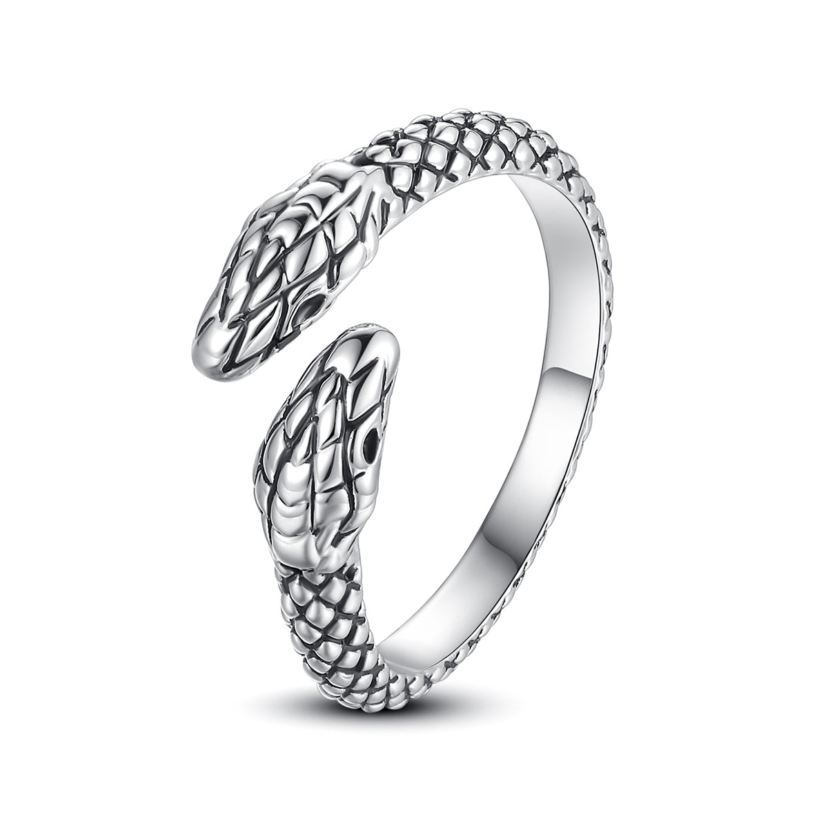 Serpent's Oath — anillo de doble serpiente, latón chapado en oro y rodio