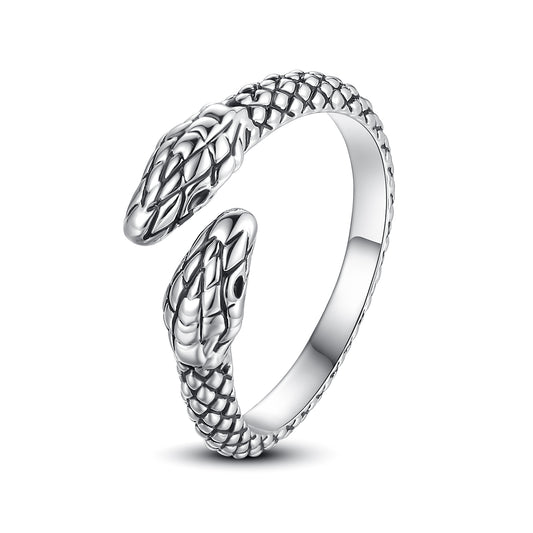 Serpent's Oath — double serpent statement ring, gold & rhodium plated brass