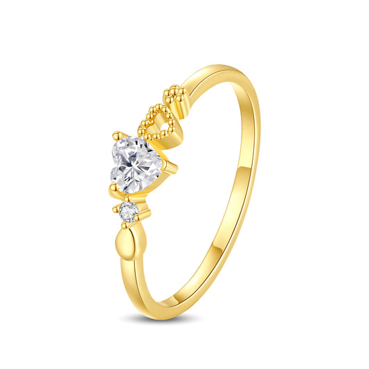 Eternal Devotion — cubic zirconia heart ring, gold & rhodium plated brass