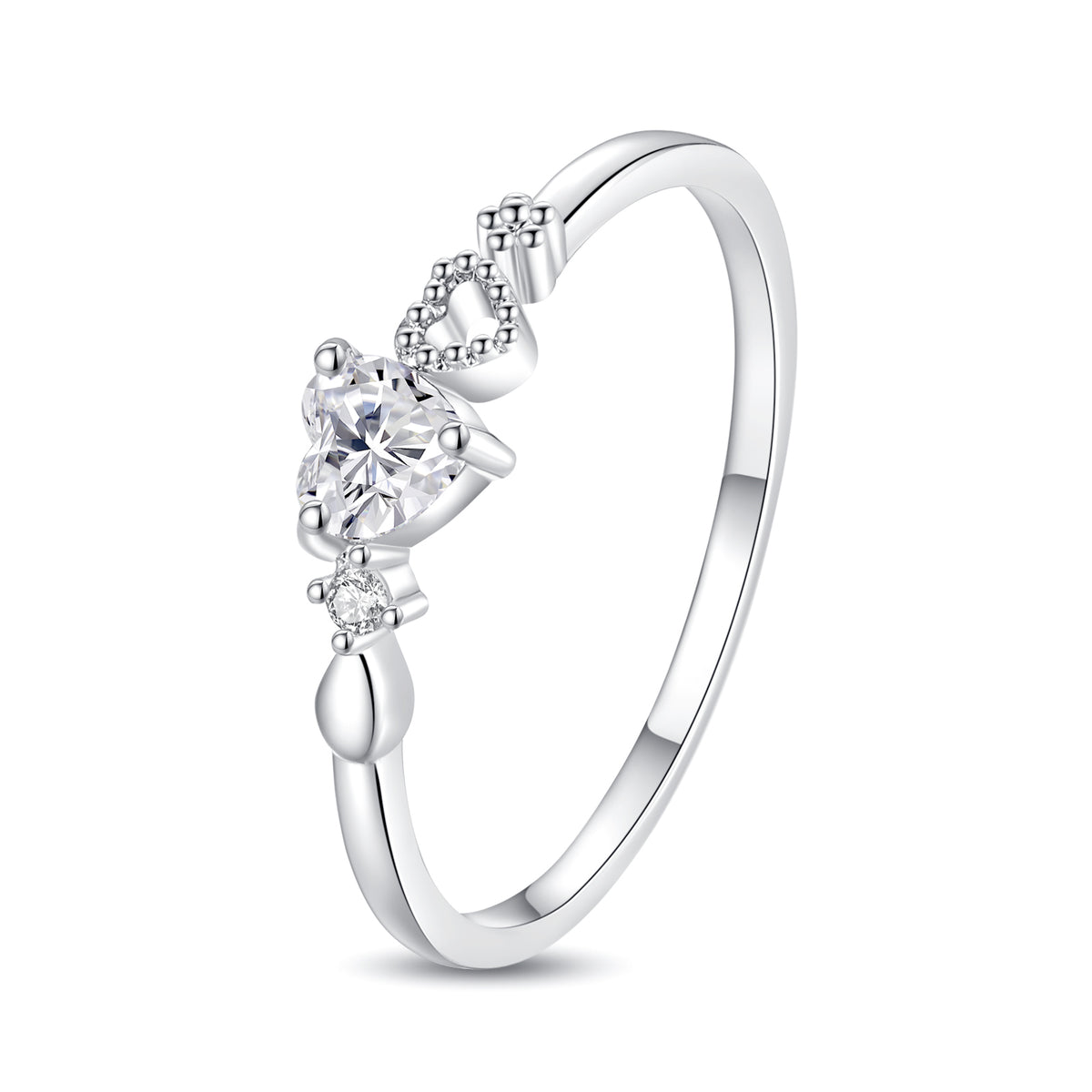 Devoción Eterna: anillo de corazón con circonita cúbica, latón chapado en oro y rodio