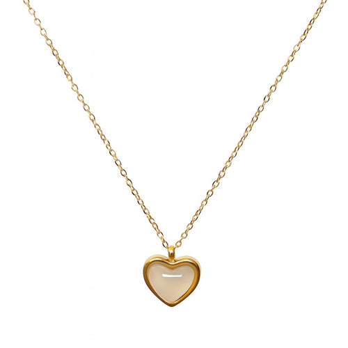 Gold Heart Pendant Necklace with Mother of Pearl | Minimalist Jewelry