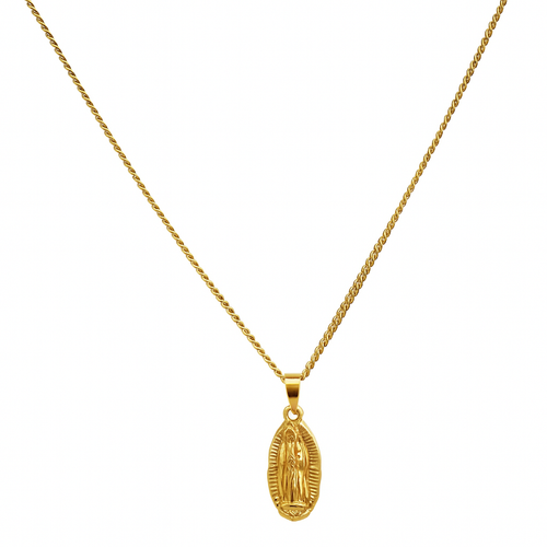 18K Gold Plated Virgin Mary Necklace – Stainless Steel Guadalupe Pendant for Everyday Faith