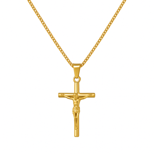 Stainless Steel Crucifix Necklace – Silver or 18K Gold Vacuum Plated