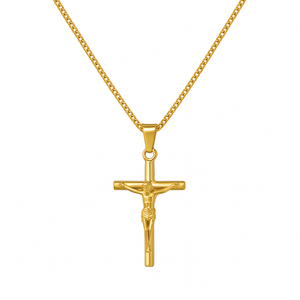 Stainless Steel Crucifix Necklace – Silver or 18K Gold Vacuum Plated