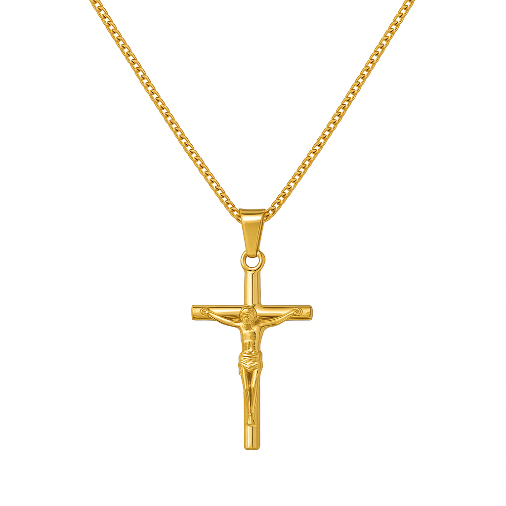 Stainless Steel Crucifix Necklace – Silver or 18K Gold Vacuum Plated