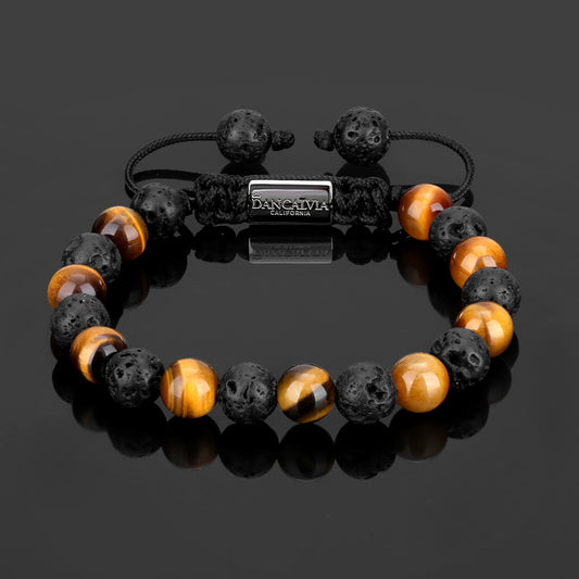Volcanic Vow — tiger's eye & lava stone beaded bracelet
