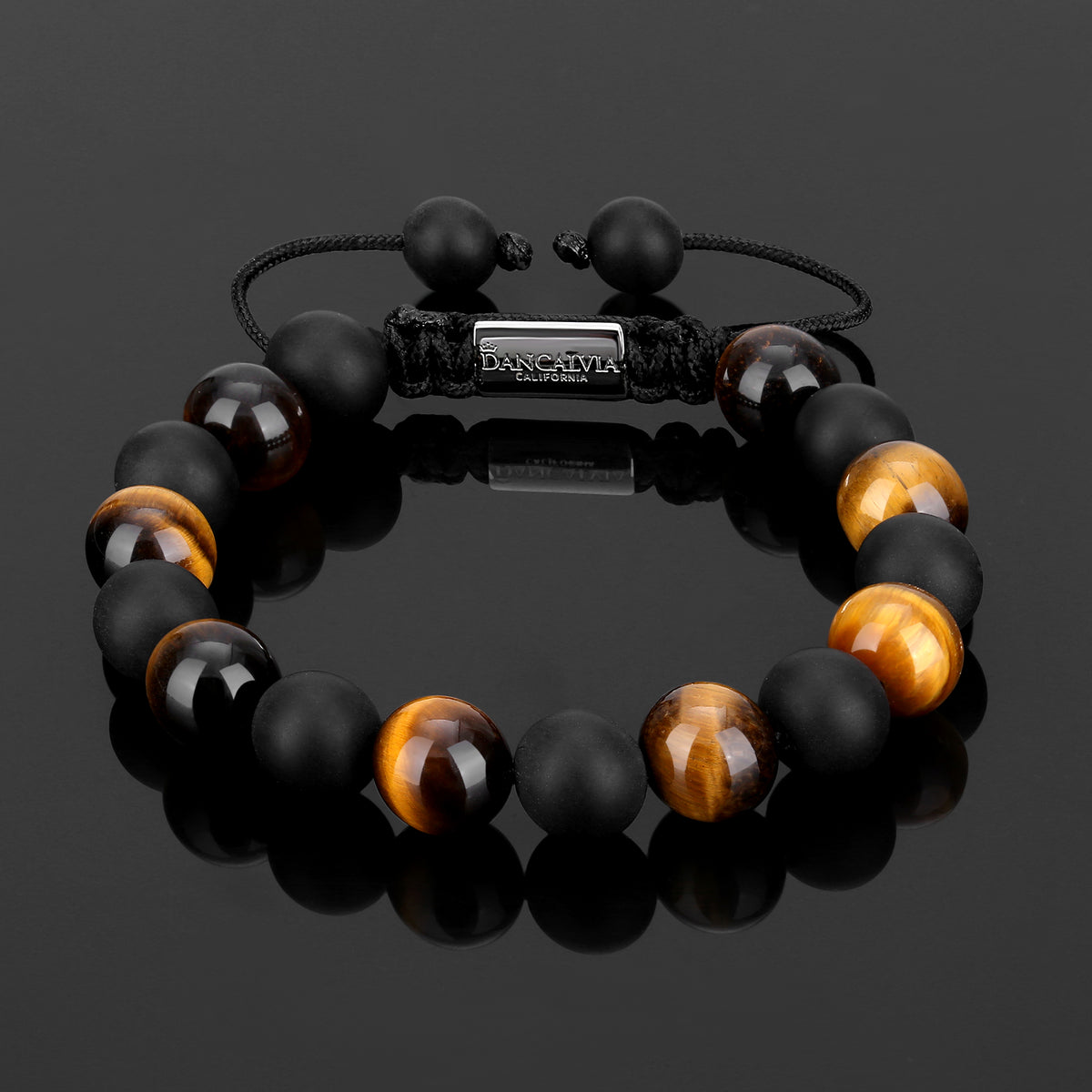 Golden Rampart — yellow tiger's eye & black onyx 10mm beaded bracelet