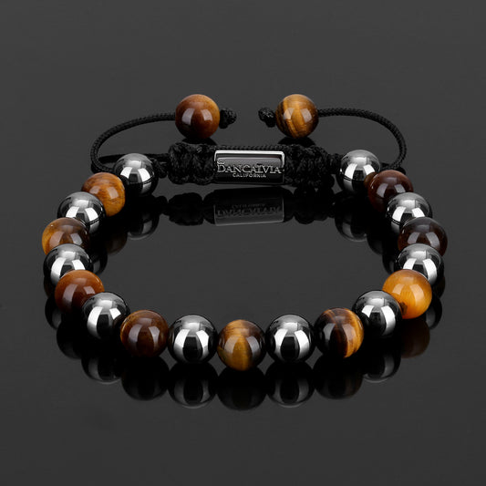 Rooted Valor — tiger's eye & hematite beaded bracelet