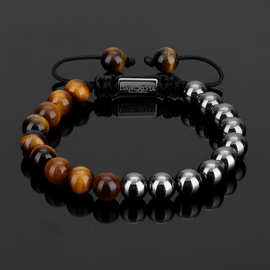 Grounded Courage — tiger's eye & hematite beaded bracelet