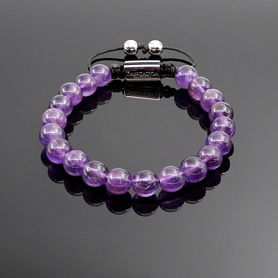 Women's Amethyst Handmade Beaded Bracelet Adjustable Gemstone Bracelets