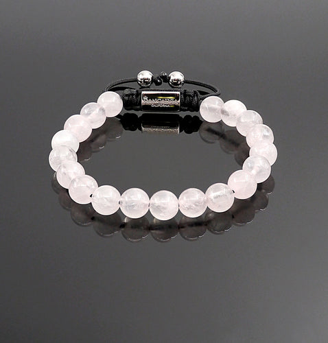Womens Rose Quartz handmade Adjustable bracelet