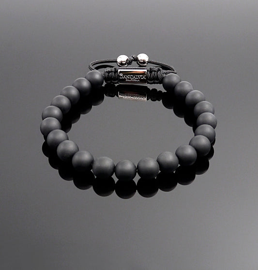 Noir Veil — matte black onyx beaded bracelet