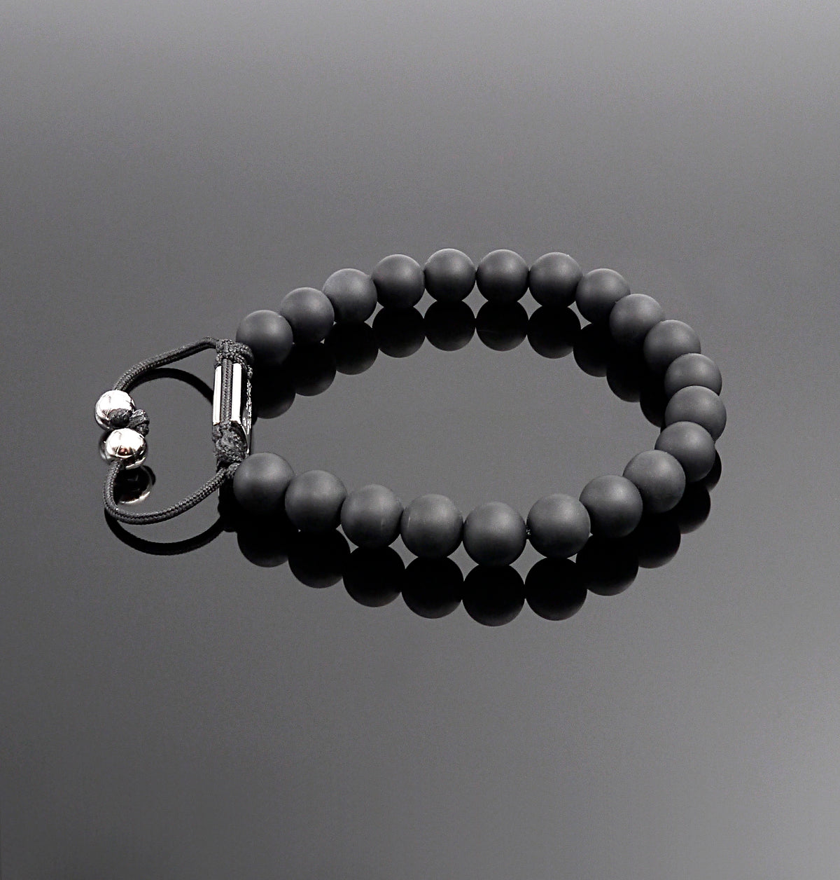 Noir Veil — matte black onyx beaded bracelet