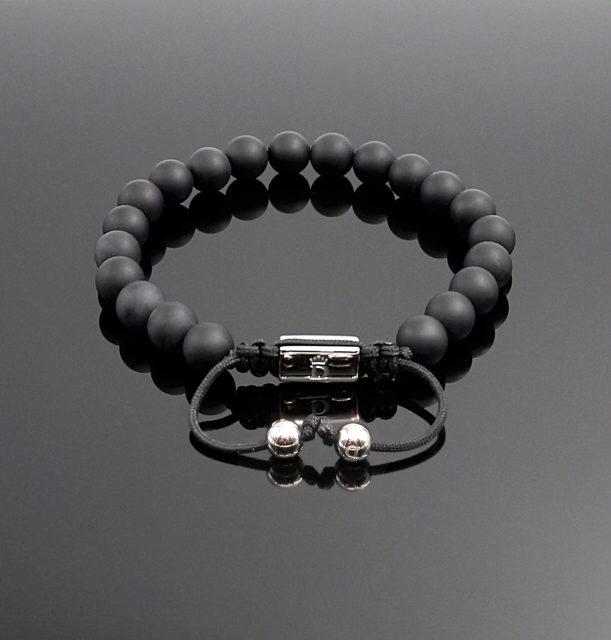 Noir Veil — matte black onyx beaded bracelet