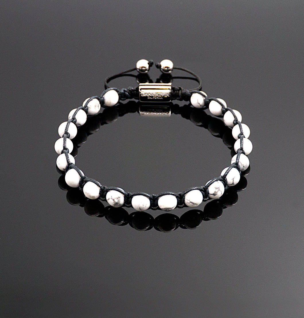 Unisex White Howlite Shamballa Bracelet