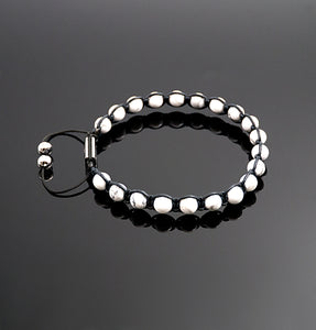 Unisex White Howlite Shamballa Bracelet