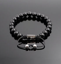 Load image into Gallery viewer, Unisex Obsidian Beaded Bracelet Natural Gemstone Protection Stone Handmade Bracelet
