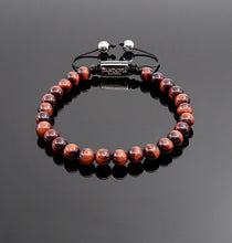 将图片加载到图库查看器，Unisex Red Tiger Eye Bead Handmade Bracelet Natural Gemstone Bracelet