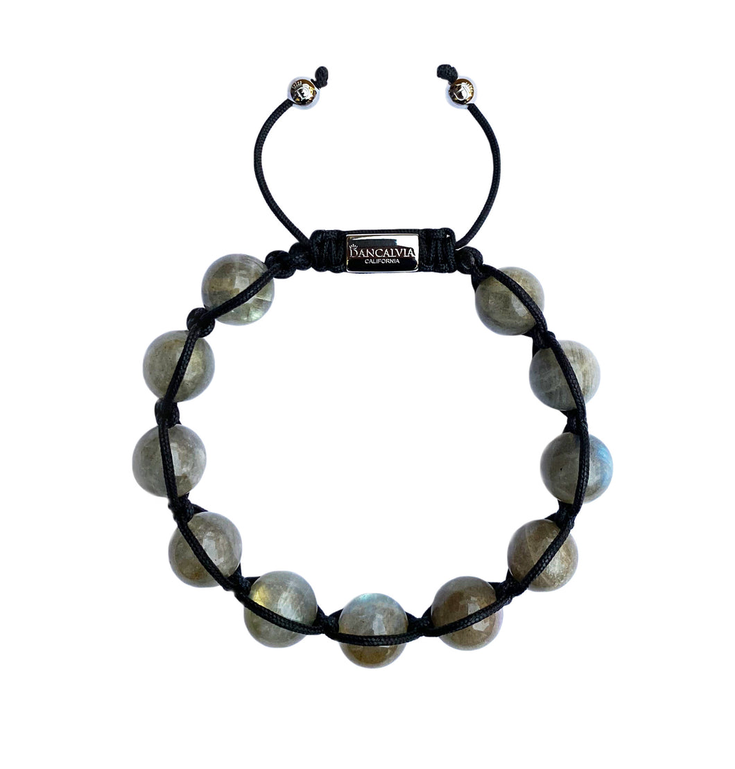 Men's Labradorite Gemstone Bracelet Adjustable Shamballa Bracelet