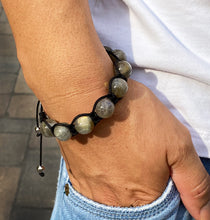 Load image into Gallery viewer, Men&#39;s Labradorite Gemstone Bracelet Adjustable Shamballa Bracelet